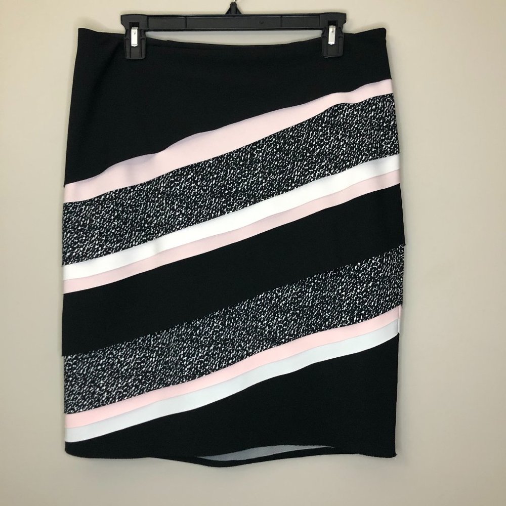 WHBM black white blush tiered pencil skirt 8.